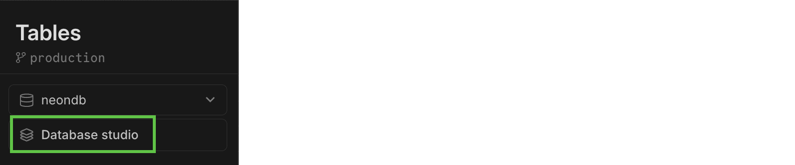 Select database studio view